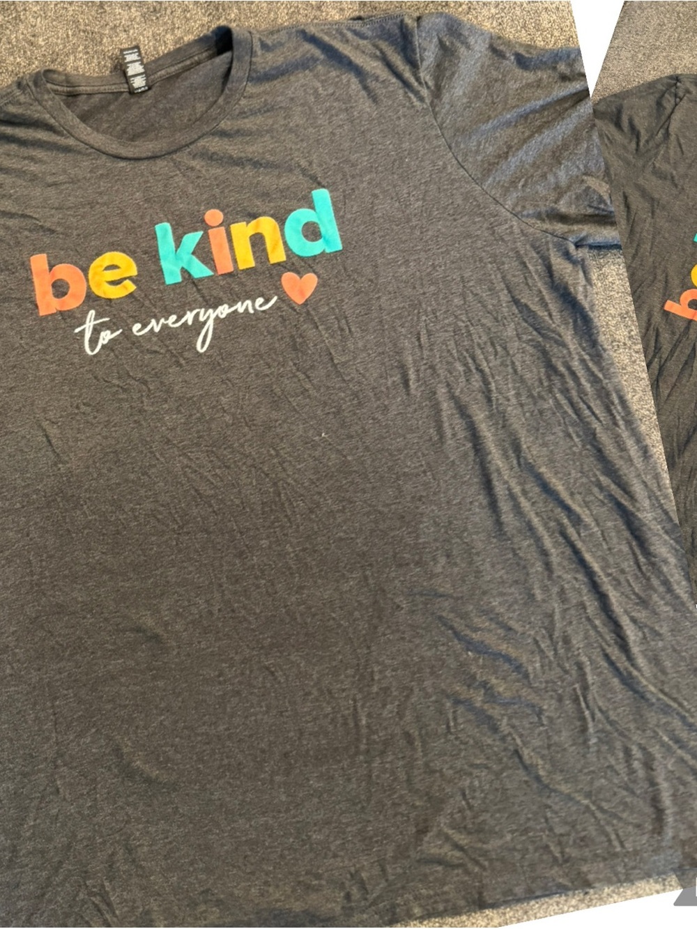 Be Kind To Everyone Graphic Tee - Charcoal with Multicolor Print